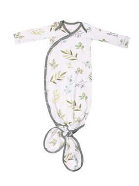 Copper Pearl Newborn Knotted Gown in "Haven" Print
